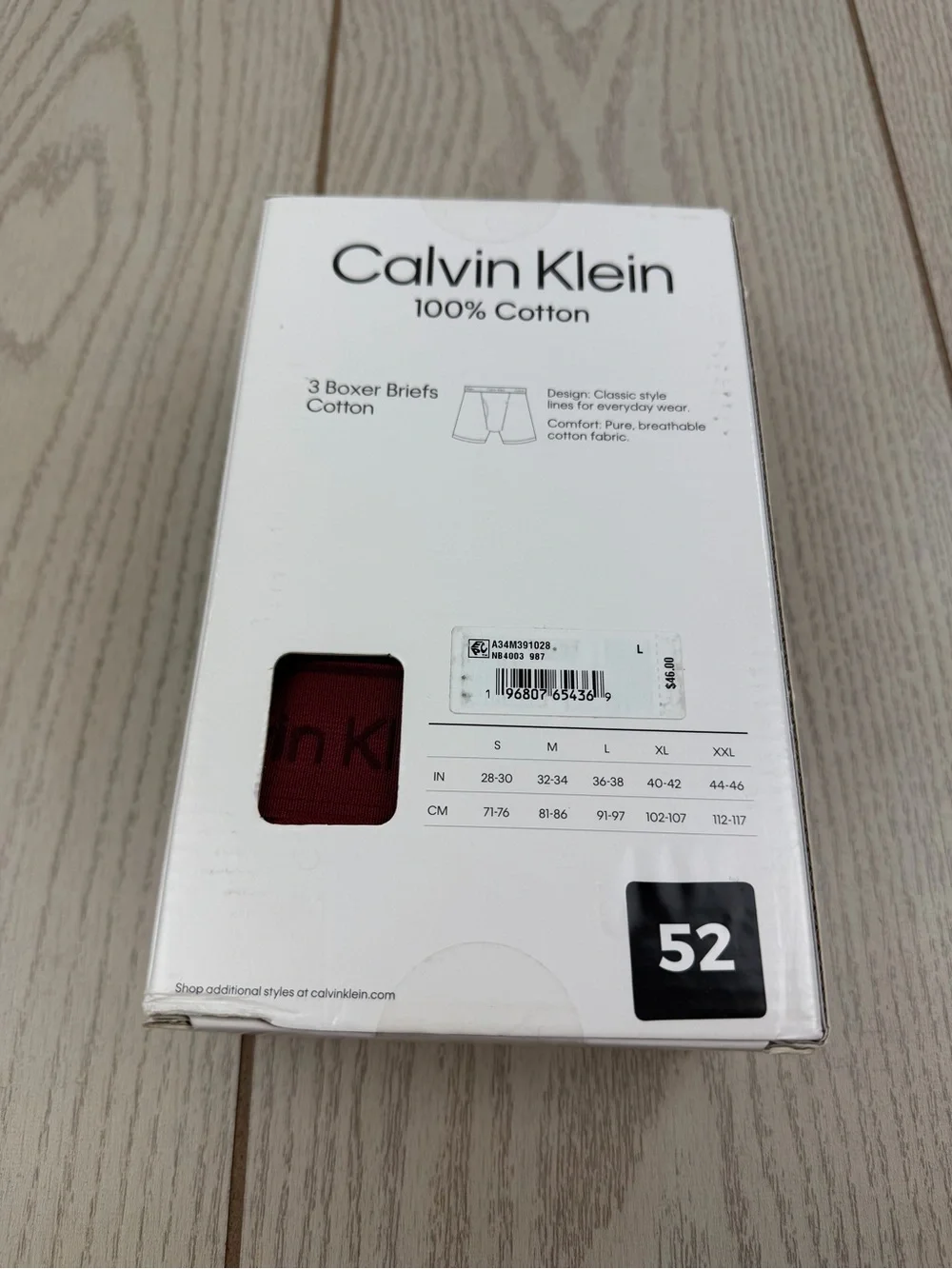Calvin Klein Men's 100% Cotton 3pk. Boxer Briefs Large Red Multi $46